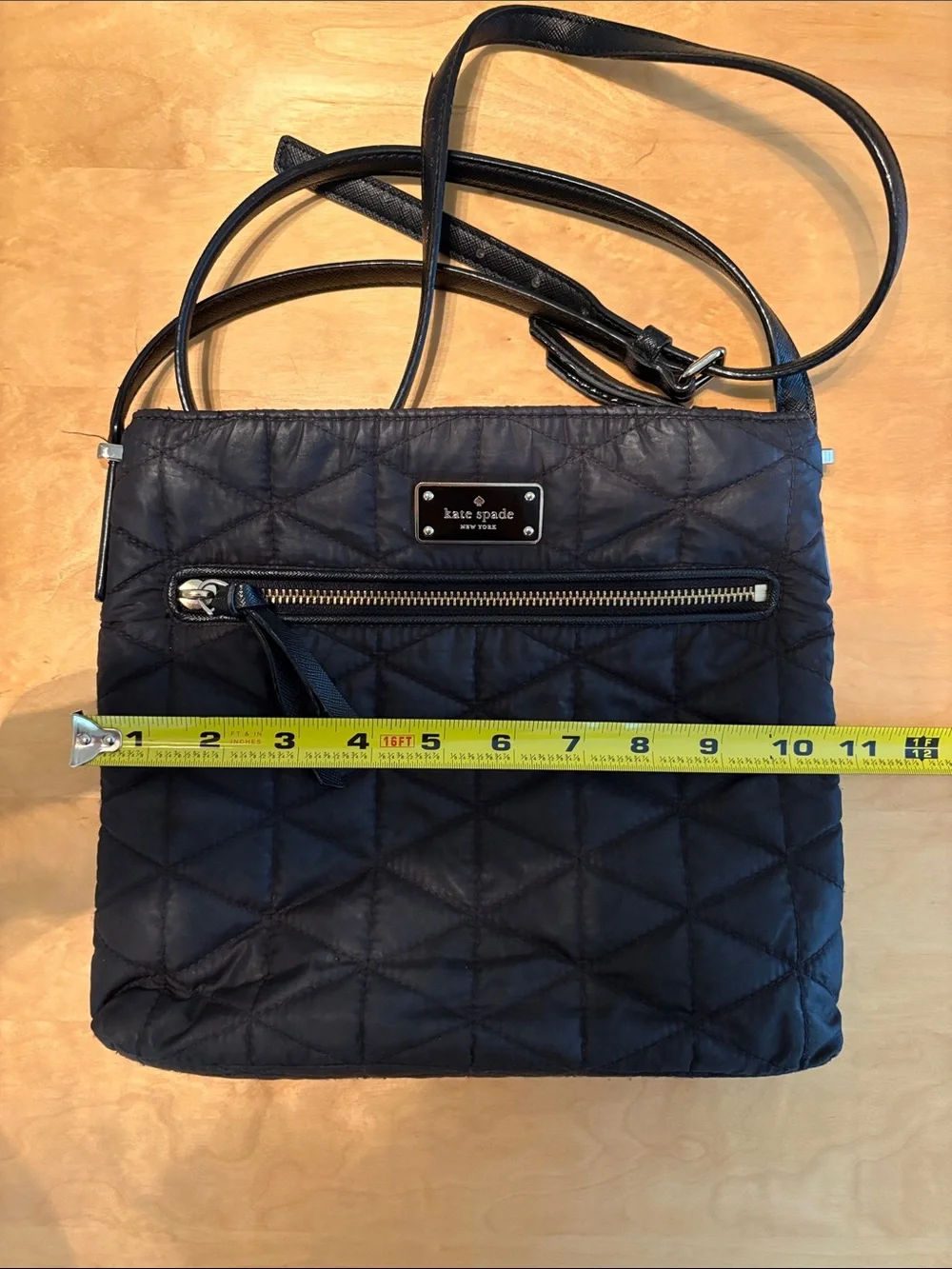 Kate Spade Black Quilted Crossbody with Front Zip Pocket